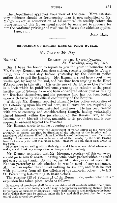 George Kennan Expelled; Source Foreign Relations of the United States