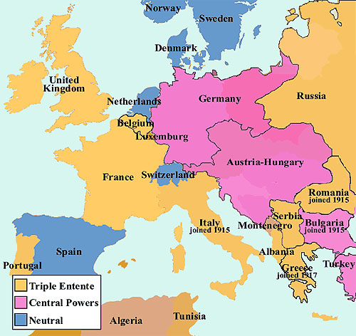 Map of Europe 1914